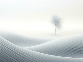 abstrato mínimo branco panorama com solitário árvore foto