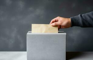 votação procedimento - humano mão segurando em branco papel para mensagens- generativo ai foto