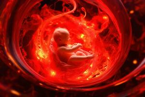 pré-natal desenvolvimento - bebê dentro a útero - generativo ai foto