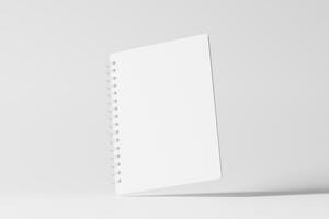 a4 a5 arredondado canto espiral caderno 3d Renderização branco em branco brincar foto