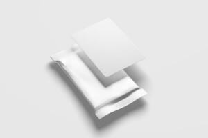 negociação cartão embalagem 3d Renderização branco em branco brincar foto