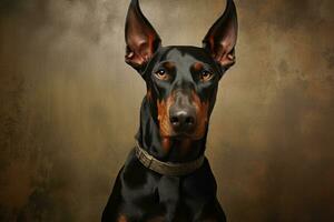 retrato do uma doberman cachorro. ai gerado foto