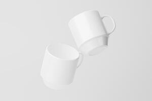 cerâmico caneca copo para café chá branco em branco 3d Renderização brincar foto