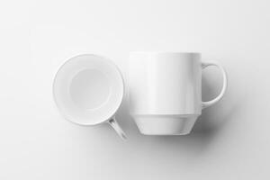 cerâmico caneca copo para café chá branco em branco 3d Renderização brincar foto