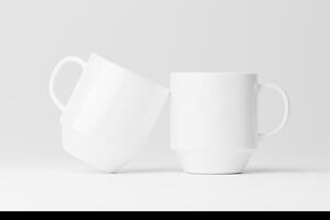 cerâmico caneca copo para café chá branco em branco 3d Renderização brincar foto