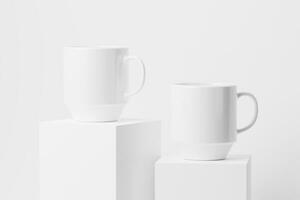 cerâmico caneca copo para café chá branco em branco 3d Renderização brincar foto