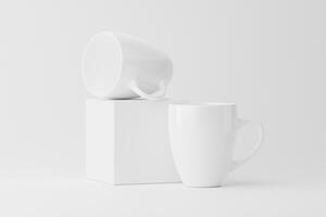 cerâmico caneca copo para café chá branco em branco 3d Renderização brincar foto