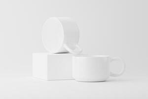 cerâmico caneca copo para café chá branco em branco 3d Renderização brincar foto