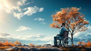 diverso urbano mobilidade - cadeira de rodas do utilizador - generativo ai foto