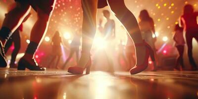ai gerado. ai generativo. noite clube vida pessoas estão dançando em Barra bar estágio. engraçado movimento festa tempo. gráfico arte foto