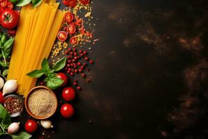 saudável natural Comida ingredientes com vários tipo do vegetal, fruta e sementes em mesa, seleção para Boa saúde. foto