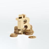 Conceito de bitcoin de renderização 3D. novo dinheiro virtual. criptomoeda foto