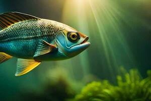 uma peixe natação dentro a água. gerado por IA foto