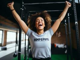 fotografia do mulheres quem lift empoderamento si mesmos ai generativo foto