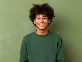 sorridente jovem homem do mexicano descida contra neutro fundo ai generativo foto