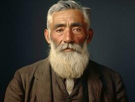 velho colori foto do uma indiano homem a partir de a cedo 1900 ai generativo