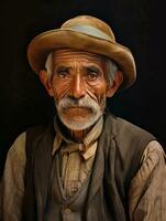 velho colori foto do uma mexicano homem a partir de a cedo 1900 ai generativo