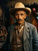 velho colori foto do uma mexicano homem a partir de a cedo 1900 ai generativo