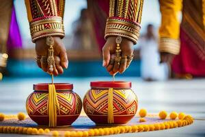 indiano Casamento cerimônia dentro Maldivas. gerado por IA foto