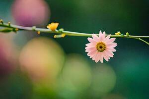 uma solteiro Rosa flor em uma ramo. gerado por IA foto