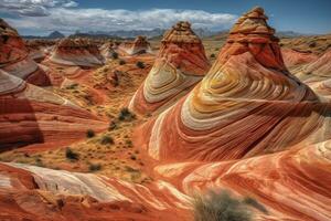 uma dramático tiro do a sul coiote buttes Rocha formações dentro a nacional parque, com seus impressionante cores e texturas. generativo ai foto