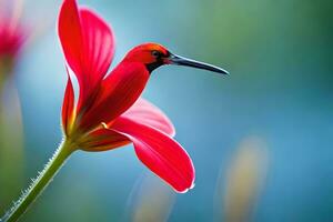 uma vermelho flor com uma grandes bico. gerado por IA foto