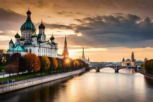 a lindo cidade do st Petersburgo dentro Rússia. gerado por IA foto