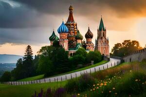 a lindo catedral dentro Moscou, Rússia. gerado por IA foto