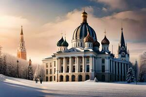 a catedral do st Petersburgo dentro inverno. gerado por IA foto