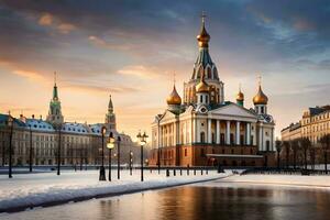 a catedral do santo Petersburgo dentro inverno. gerado por IA foto