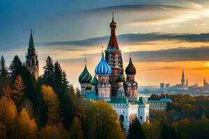 a kremlin e a catedral dentro Moscou, Rússia. gerado por IA foto