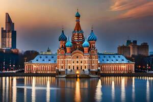 a catedral do a vermelho Cruz dentro Moscou, Rússia. gerado por IA foto