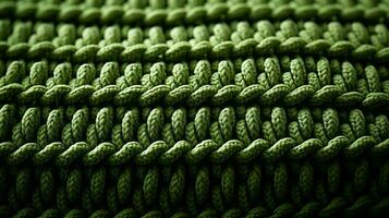 uma emaranhado rede do vibrante verde fibras tece juntos para crio uma lindo tricotado tecido, convidativo a espectador para explorar Está profundidades, ai generativo foto