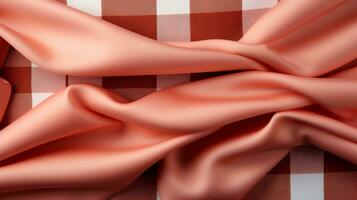 isto vibrante vermelho seda tecido tece uma hipnotizante padrão, capturando a olho com Está delicado textura e convidativo a espectador para explorar a beleza do Está complexidade, ai generativo foto
