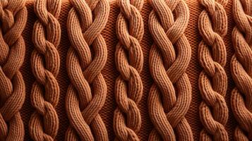 a entrelaçados cordas do a tricotado tecido crio uma cativante padrão, evocando uma sentido do aventura e selvageria, ai generativo foto