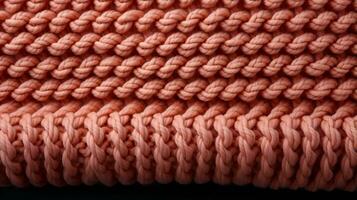 isto vibrante Rosa tricotado tecido, com Está intrincado padronizar do fibras e tópicos malha juntos dentro uma hipnotizante semelhante a uma corda projeto, evoca uma sentido do criatividade e cordialidade, ai generativo foto