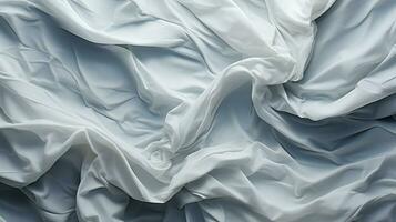 a cetim tecido do a branco roupas ondas dentro □ Gentil dobras, criando uma macio, arejado sentindo-me do beleza e graça, ai generativo foto