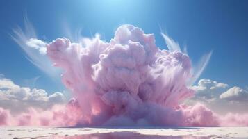 uma sonhadores, etéreo Rosa nuvem deriva graciosamente através a céu, Está nebuloso aura Misturando com a infravermelho matizes do a pôr do sol e deixando atrás uma trilha do fino fumaça, ai generativo foto