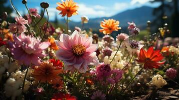 lindo flor campo cenário ai generativo foto