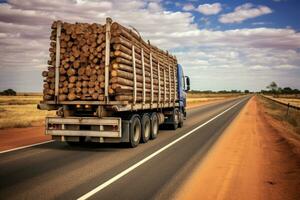 caminhão transportando construção materiais. generativo ai foto