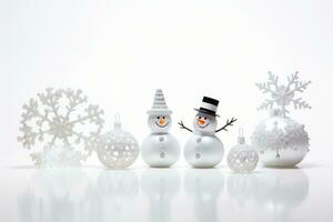 boneco de neve estatuetas e floco de neve decorações. generativo ai foto