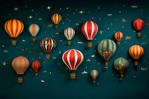 imaginativo papel de parede com quente ar balões. generativo ai foto