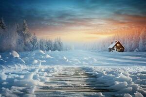 gelado estrada dentro uma grande inverno panorama cria uma tranquilo cena ai gerado foto