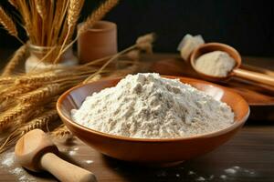 caseiro cena com psyllium casca farinha, enfatizando Está saúde propriedades ai gerado foto