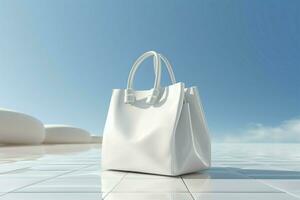 flutuando moda criativo 3d render vitrines uma branco bolsas elegância ai gerado foto