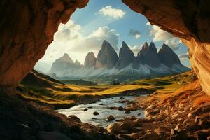 italiano paisagens brilho com tre cimes três picos em ensolarado dias ai gerado foto