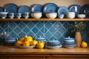 marroquino azulejos cozinha splashback ai gerado foto