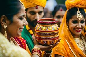 indiano Casamento cerimônia dentro a Reino Unido. gerado por IA foto