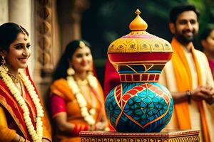 indiano Casamento dentro Bangalore. gerado por IA foto