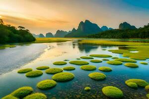 a li rio dentro China. gerado por IA foto